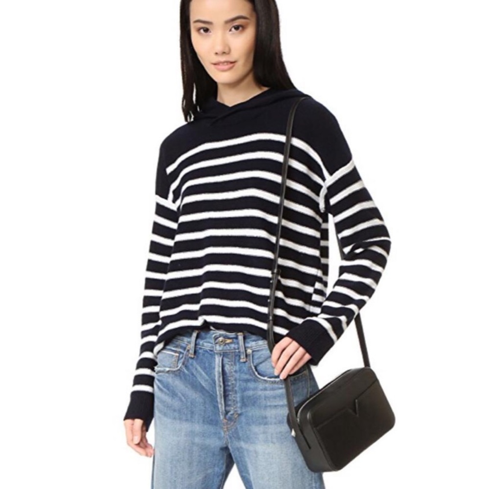 Vince Navy Striped Cashmere Sweatshirt/Hoodie